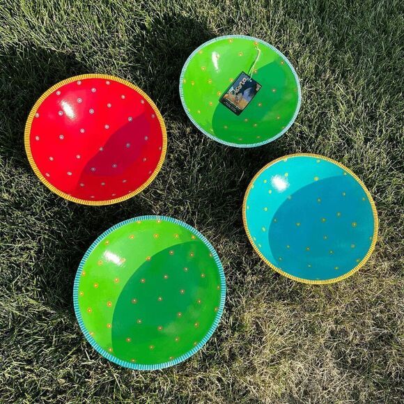 Set of 4 Colorful Handcrafted African Decorative Wooden Bowls Decor - New! - Picture 1 of 8